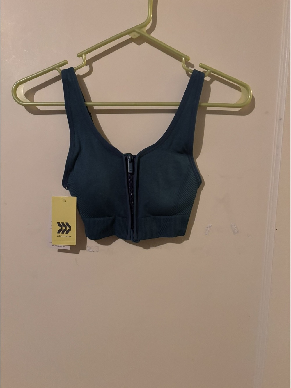 All in Motion Seamless Zip Front Sports Bra Dusty Blue XS